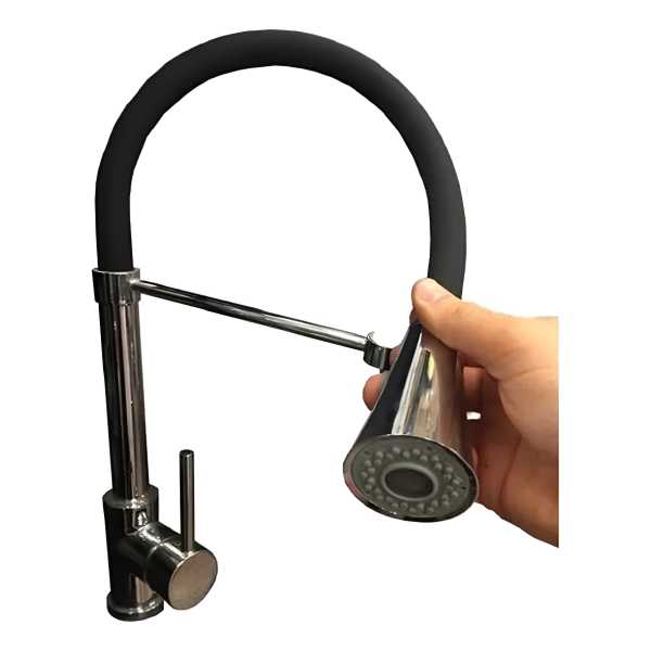 Monocomando Cocina Mesada Rimontti Negro Flexible