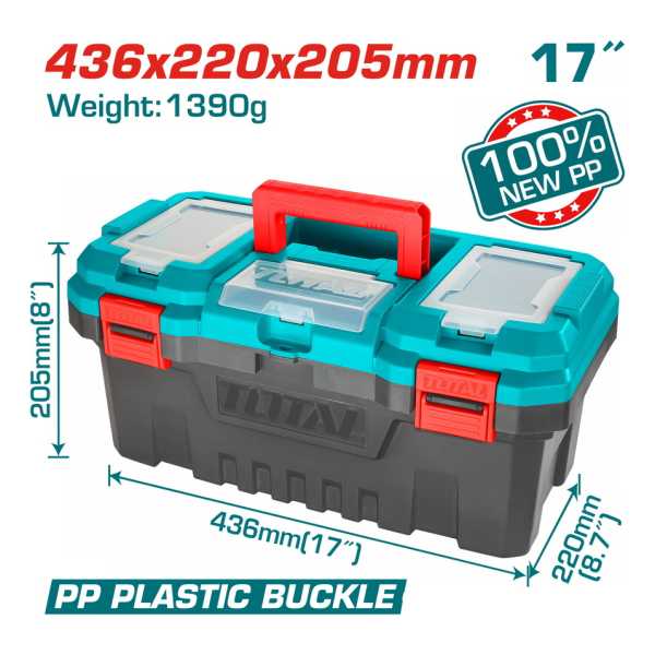 Caja Valija Herramientas 17 Broche Plastico Total Tpbx0171 - Imagen 2