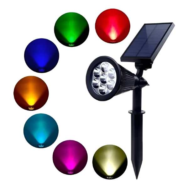 Foco Solar Para Jardín Exterior Luz Led En Colores 2w Rgb