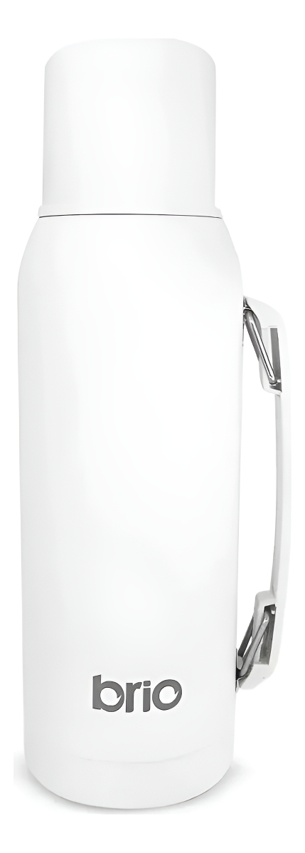 Termo 1 Litro Acero Inox Brio Con Tapón Cebador Color Blanco