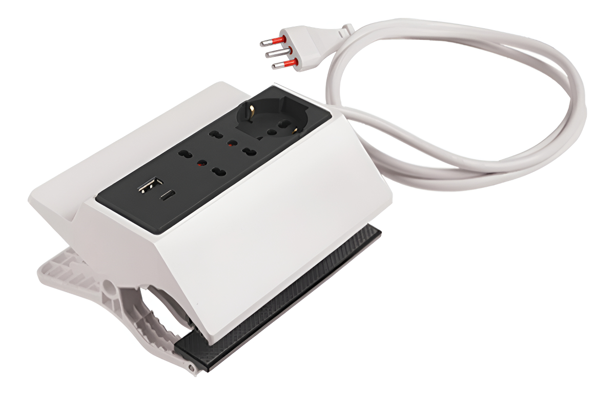 Alargue Pinza Ficha 1 Sch 3 Modular 1 Usb 1 Microusb 1.50mt