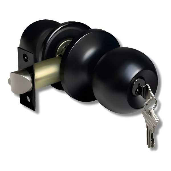 Cerradura De Pomo En Acero Laqueado Negro Con Llave