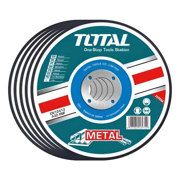 Disco Corte Metal Total 230mm (9) 1.9mm Amoladora 5 Unidades
