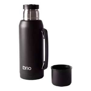 Termo 1 Litro Acero Inox Brio Con Tapón Cebador Color Negro