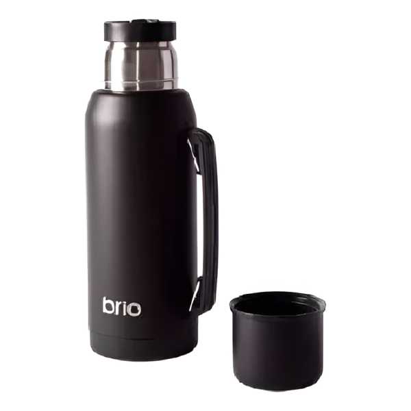 Termo 1 Litro Acero Inox Brio Con Tapón Cebador Color Negro
