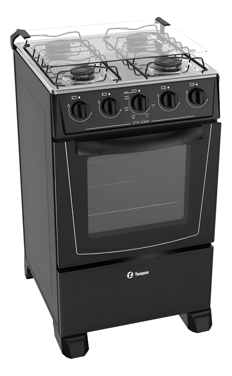 Cocina Thompson Negra A Gas 4 Hornallas Cth 10001