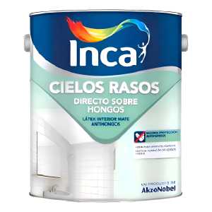 Pintura Para Cielo Raso Inca Directo Sobre Hongos 4 Litros Acabado Brillante Color Blanco