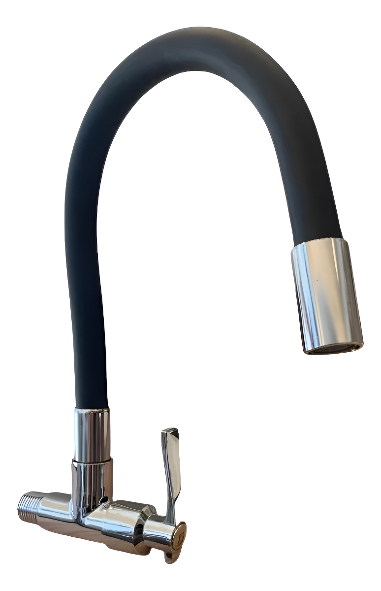 Grifo Unitario Pared Pico Flexible Negro Rimontti