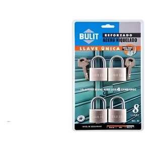 Pack 4 Candados Bulit 40 Mm Igual Llave Acero Niquelado