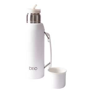 Termo 1 Litro Acero Inox Brio Con Tapón Cebador Color Blanco