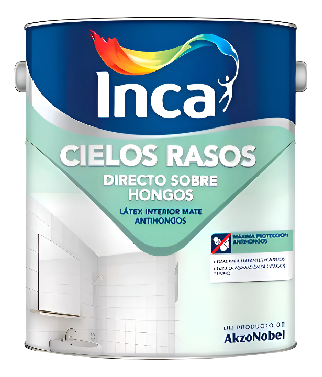 Pintura Para Cielo Raso Inca Directo Sobre Hongos 4 Litros Acabado Brillante Color Blanco