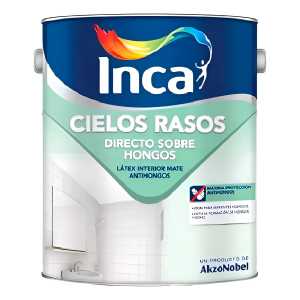Pintura Para Cielo Raso Inca Directo Sobre Hongos 4 Litros Acabado Brillante Color Blanco