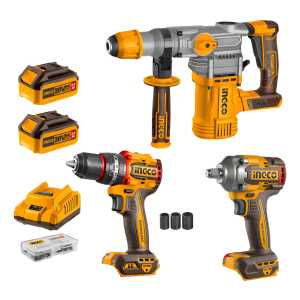Kit Rotomartillo + Llave De Impacto + Taladro 20v Ingco