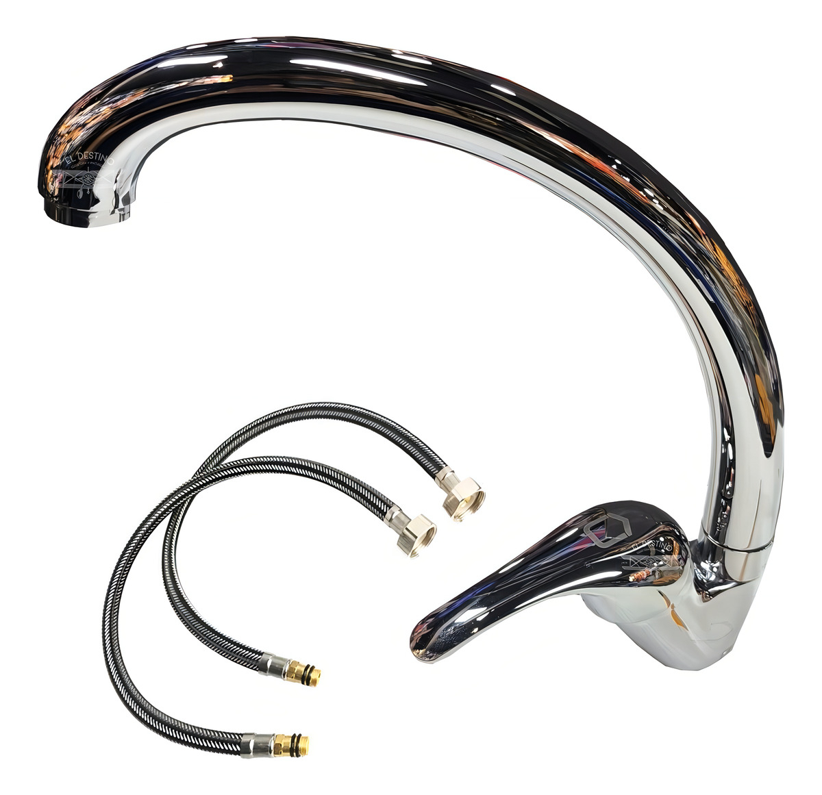 Monocomando Cocina Uhome Acero Inoxidable Cromado Mesada Con Aireador Plateado