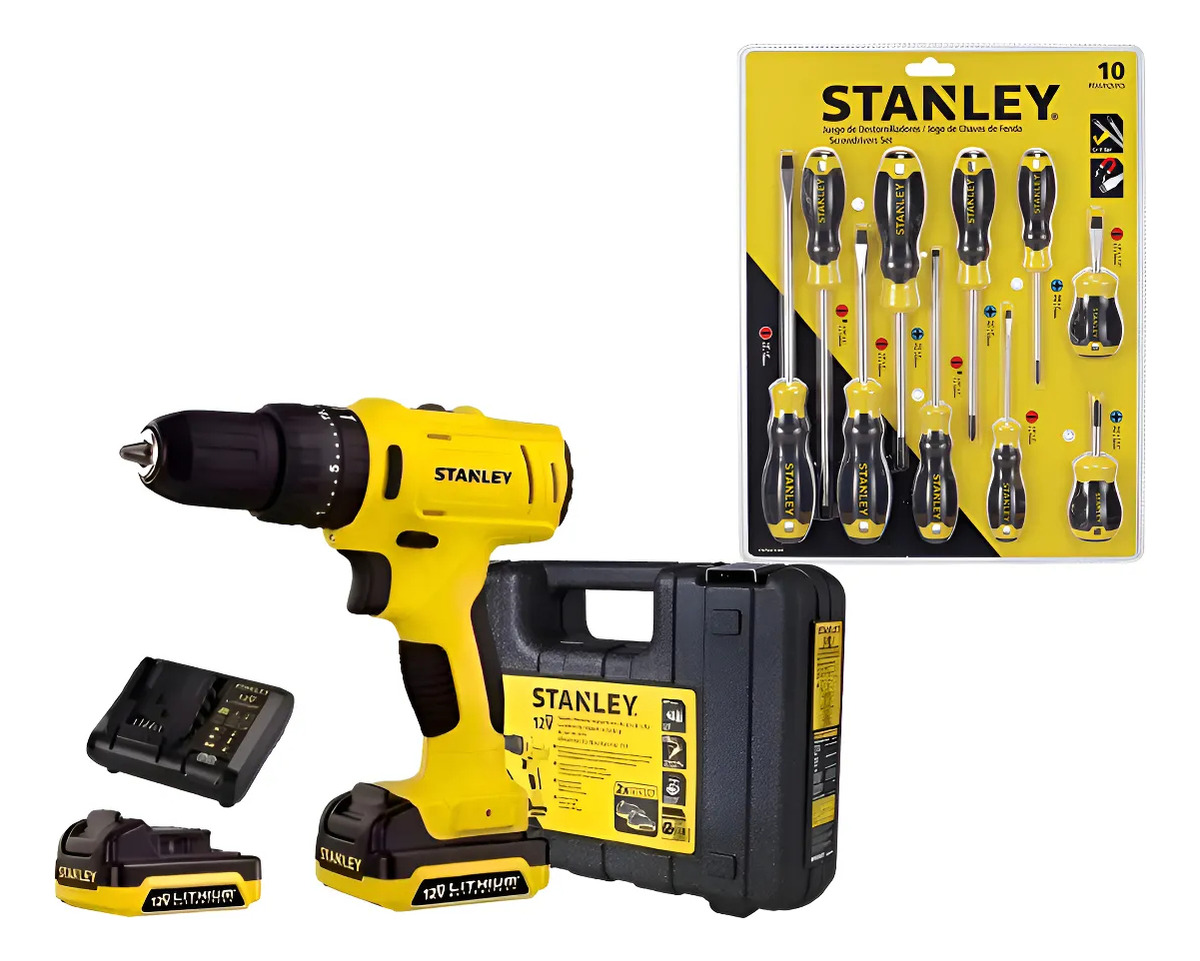 Taladro Atornillador Ina + Jgo. Destornilladores X10 Stanley - Imagen 3