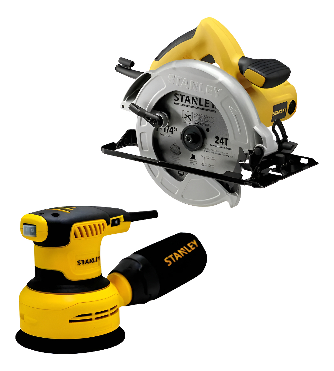 Sierra Circular 7 1/4 1600w Stanley + Lijadora Roto Orbital Amarillo