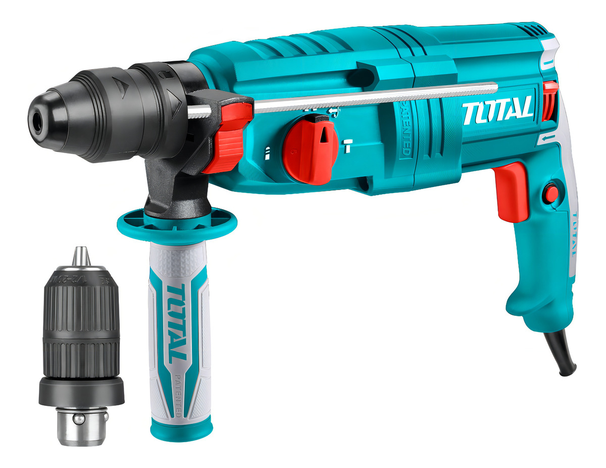 Rotomartillo Total 800w, 2.5 J, Doble Encastre: Sds Plus Y Mandril 13mm - Incluye Maletín Y Accesorios - Th308268-2