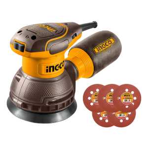 Lijadora Roto Orbital Ingco Rs3216 Velocidad Variable + 5 Li Amarillo