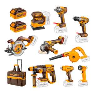 Super Combo 9 Herramientas Inalámbricas Ingco 20v + Maleta