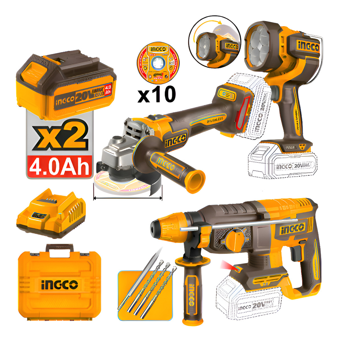 Piezas Del Kit De Herramientas Eléctricas Ingco Cosli250183