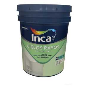 Pintura Para Cielo Raso Inca Latex Interior Antihongos Directo Sobre Hongos 20 Litros Acabado Mate Color Blanco