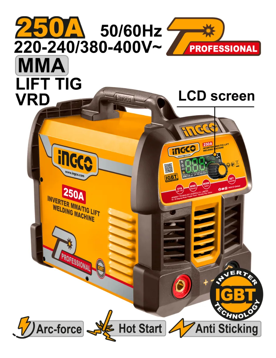 Soldadora Inverter Mma/tig Lift 250a Igbt Ingco Mma25089 - Imagen 2