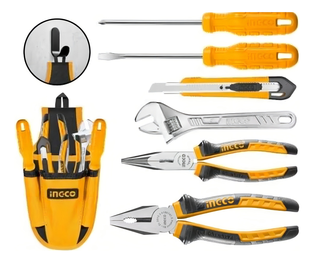 Set X7 Herramientas Manuales Hkthp20807 Ingco Amarillo