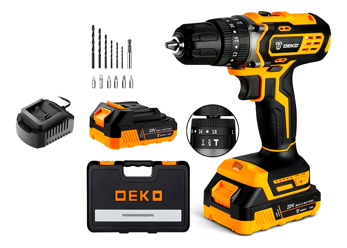 Taladro Atornillador A Bateria Deko Dkcd20id01-10s3 2 Bat - Imagen 2