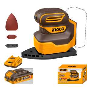 Lijadora Orbital Delta 20v Con Batería Cargador Lijas Ingco
