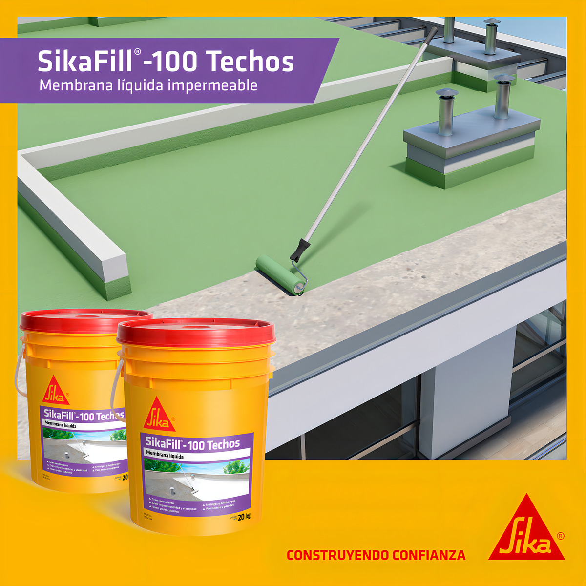 Sikafill Techos Membrana Líquida Sika 20 + 20 Kgs. Colores - Imagen 2