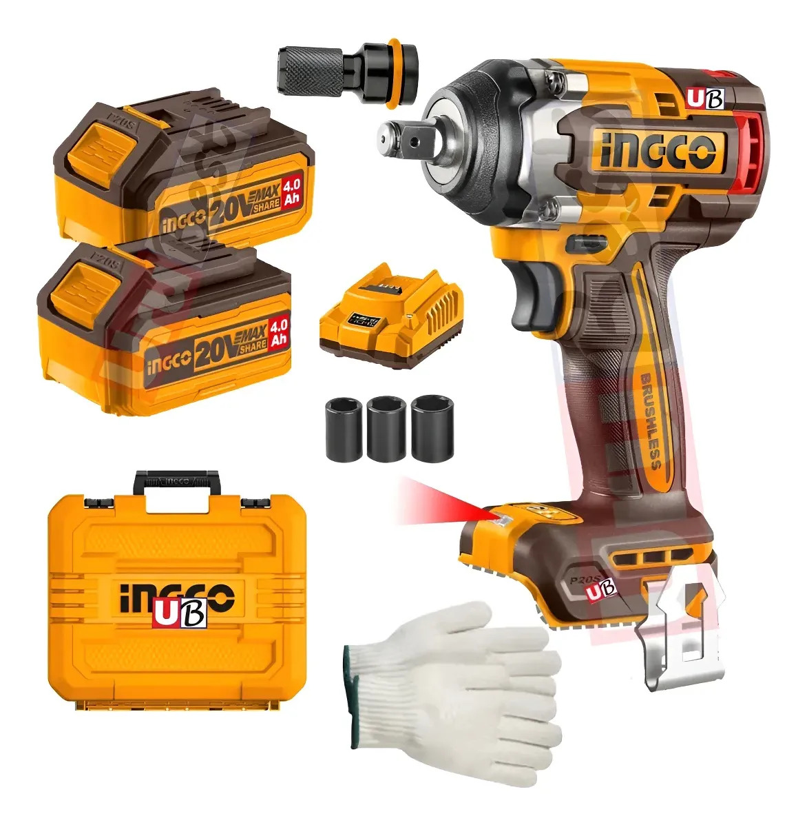 Llave De Impacto 1/2 500nm + Adapt 1/4 P/ Atornillador Ingco