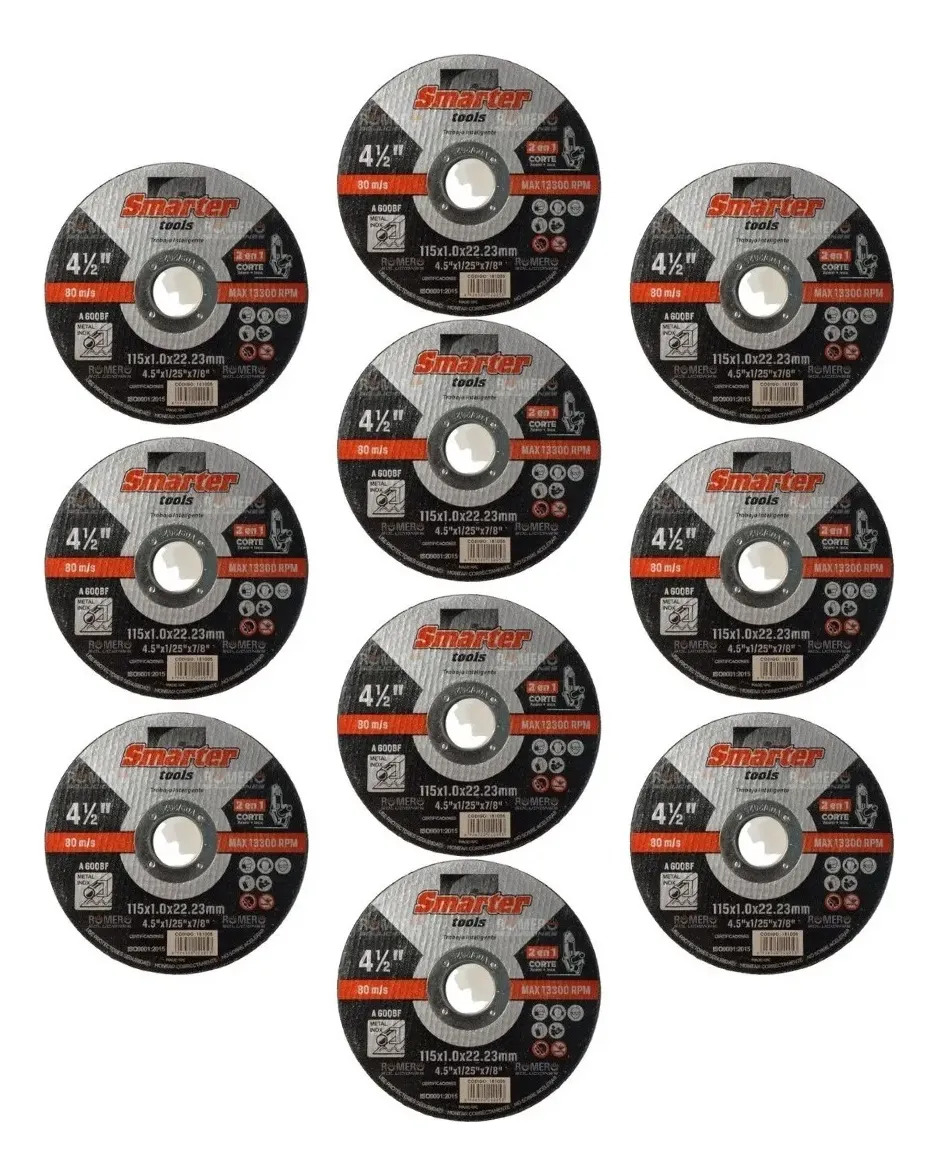 Disco De Corte Amoladora 115mm X 1mm Acero-inoxidable X 10