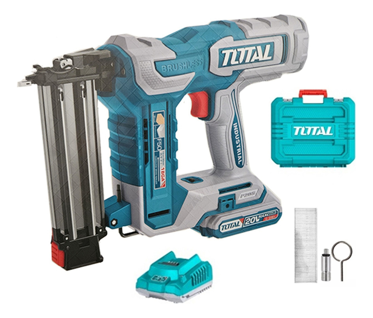 Clavadora Inalámbrica Total Para Madera, Motor Sin Carbones - Con 1 Batería 2.0ah Litio-ion, Cargador, 1000 Clavos De 50mm Y Maletín - Tcbnli5008 - Imagen 2