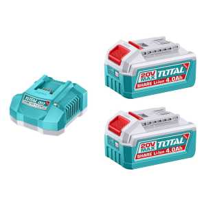 Set 20v Total, 2 Baterías Litio Ion 4.0ah + Cargador Rápido 4a - Línea P20s - Tfbcpk2013