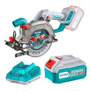 Sierra Circular Inalámbrica Total Motor Brushless, Sin Carbones - 5.1/2 Pulgadas, 140mm - 6.300rpm - Incluye 1 Disco De Corte, 1 Batería 4.0ah Litio-ion Y Cargador Turquesa 50hz 60hz