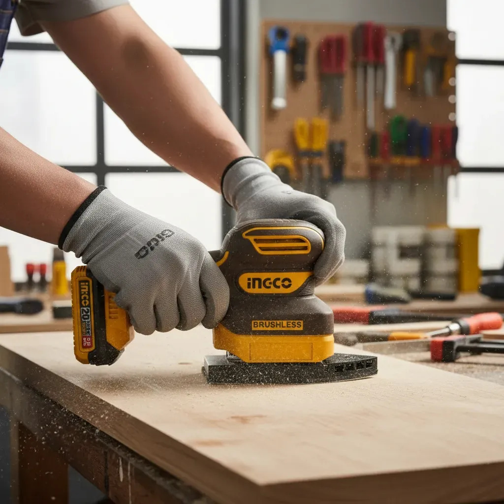 Lijadora Orbital Delta A Bateria P20s 20v + Lijas + Bat 2.0a - Imagen 4