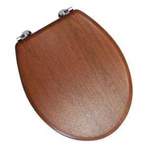 Tapa De Inodoro Mdf Color Madera Con Herrajes Metálicos