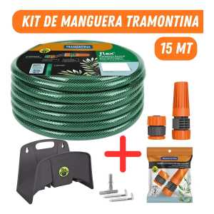 Kit Manguera Riego Malla 15mt C/soporte Puntero Tramontina