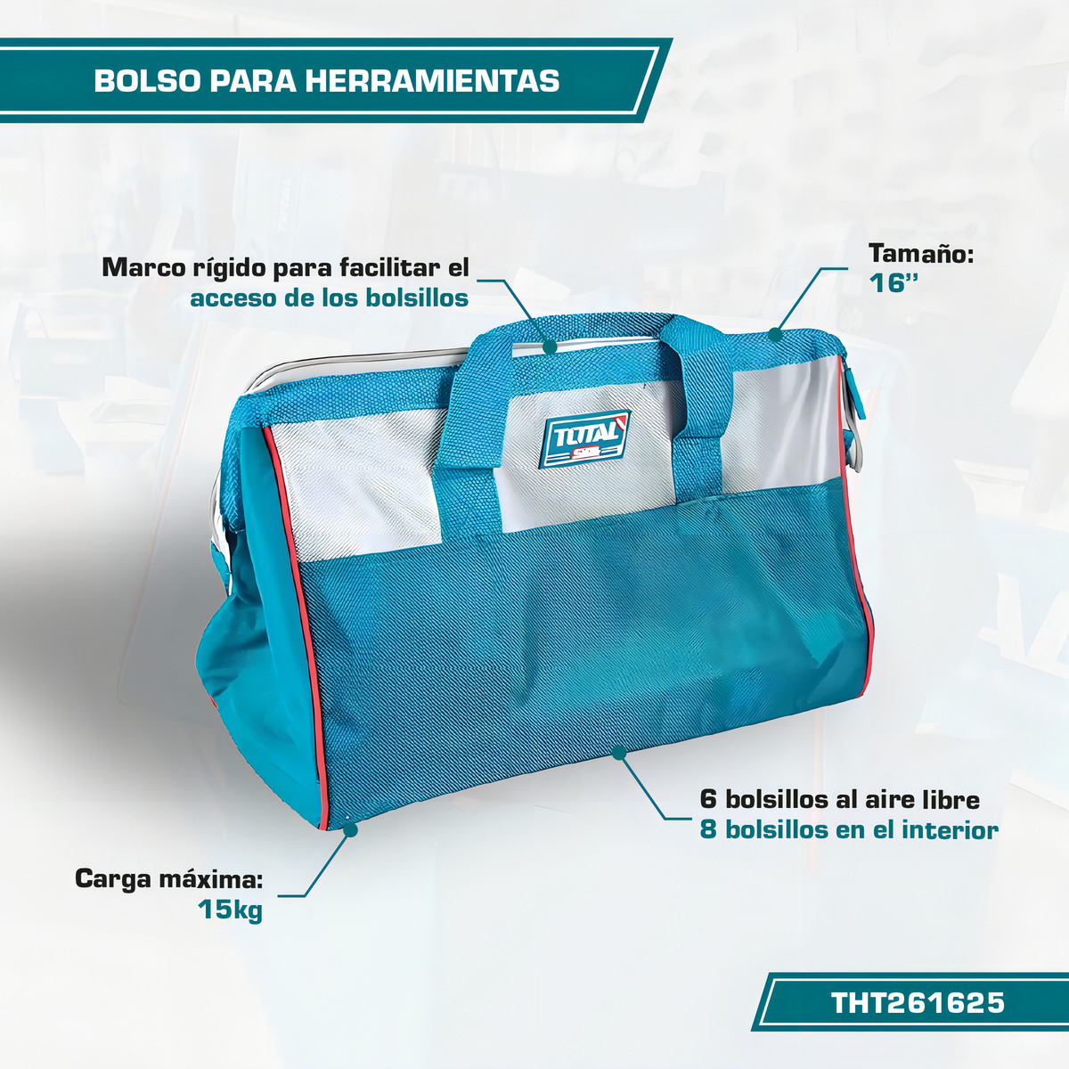 Bolso Bolsa De Herramienta 16 Pulgadas Total Tht261625 - Imagen 3