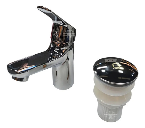 Monocomando Lavatorio Pileta Baja Cromado Baño Color Plateado