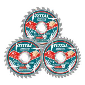 Set 3 Discos Corte Madera Total Para Circular, 5.1/2'' 140mm, Eje 20mm, 24/30/40 Dientes - Tac236140 Plateado