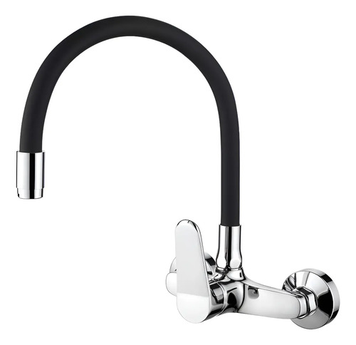 Monocomando Cocina Pared Wares 20cm Con Pico Negro Flexible