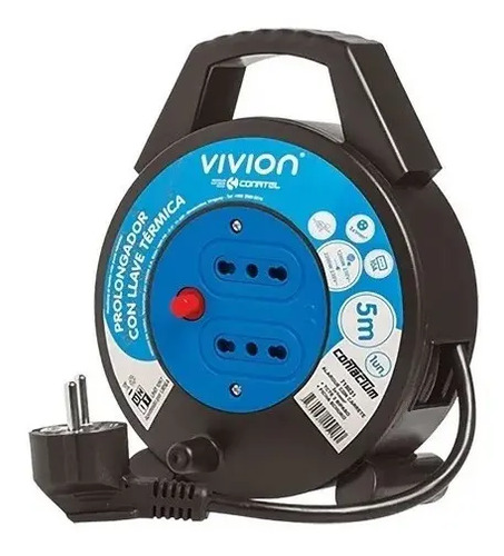 Alargue Electrico Enrollador 10 A Cable 5 M 2 Tomas Bipaso
