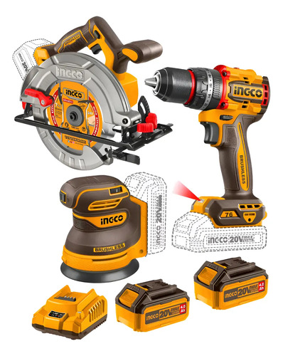 Kit Combo Herramientas 20v Brushless Ingco Cosli250181