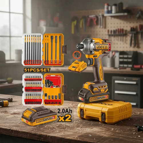 Atornillador Impacto 20v Bl 285nm C/2 Bat 2.0ah Ingco - Imagen 2
