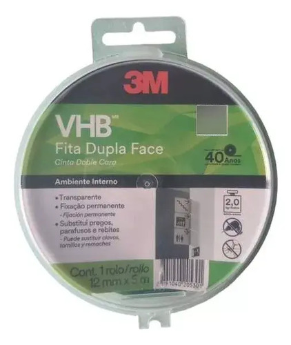 Cinta Doble Faz 3m Transparente 12 Mm X 5mts Maria
