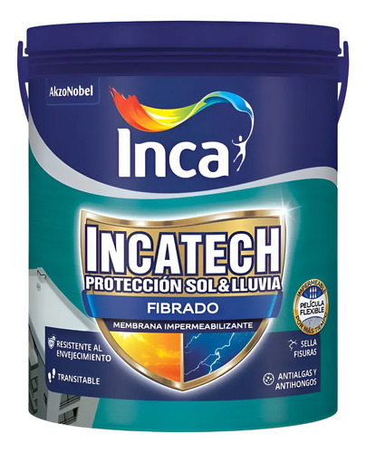 Impermeabilizante Para Techos Incatech Fibrado 4kg Inca