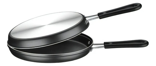 Sarten Doble 24 Cm Teflon Tramontina Omeletera Gris Oscuro