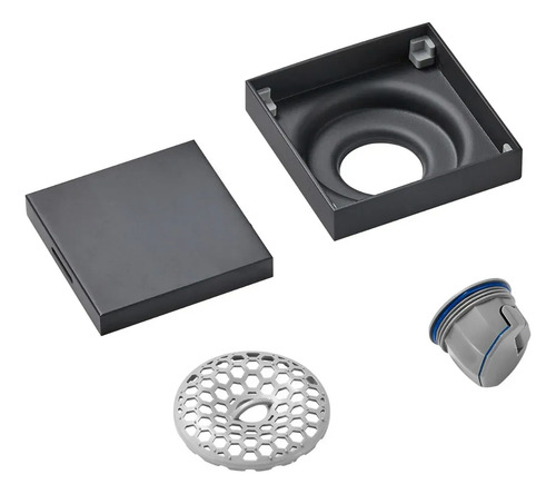 Rejilla Ciega O Para Revestir 10x10 Negro Para Desagüe Baño - Imagen 3