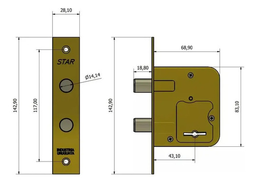Cerrojo De Seguridad Star 800hz Tx Ferreteria Maria - Imagen 2